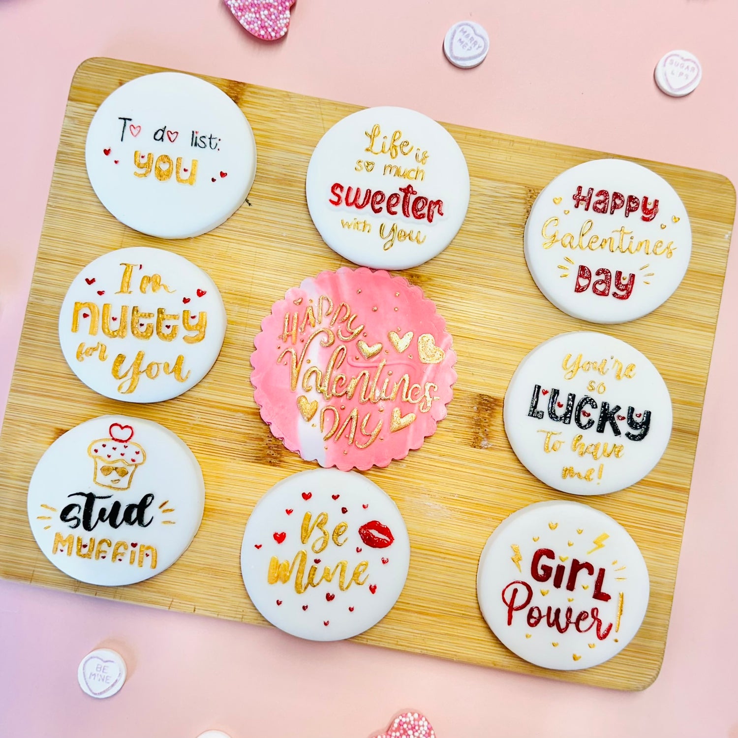 valentines cupcake toppers with mixed wording